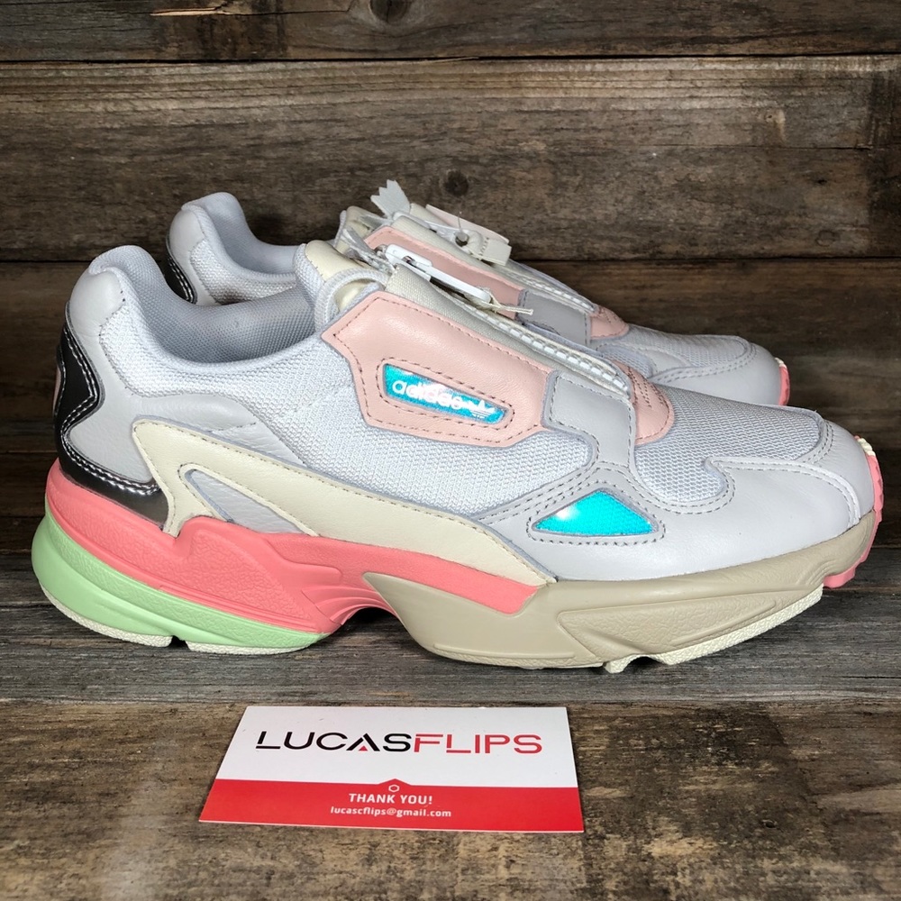 NEW Adidas Falcon Zip Womens White Pink Mint Green